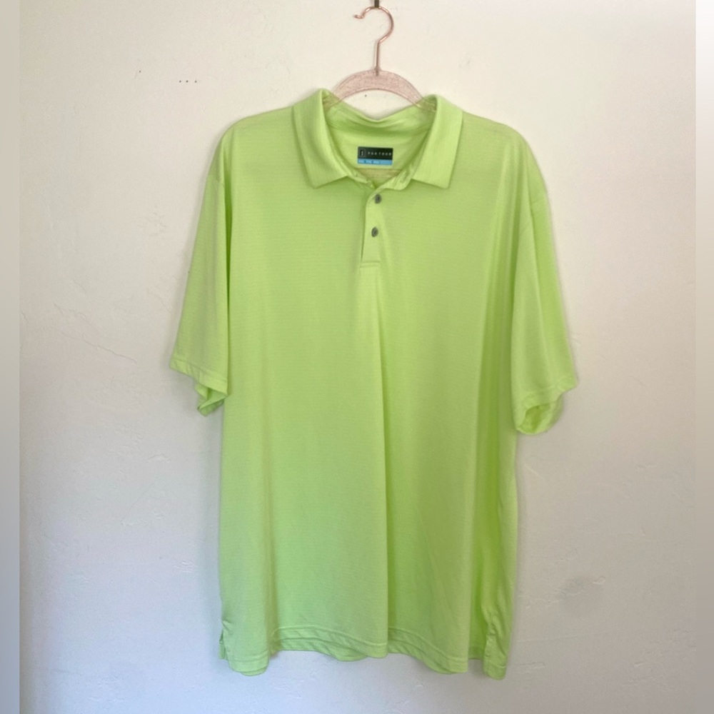 PGA Tour Men's XXL Golf Polo Dryfit Neon Lime Performance Shirt Pickleball Shirt